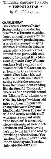 Charlie Gray, Past Present Future, review, Toronto Star